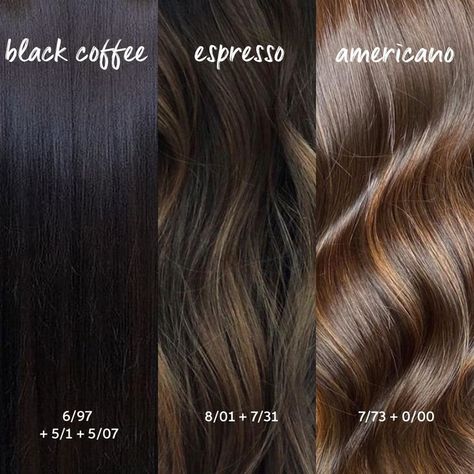 Inspired by the color of your favorite coffee, which brunette hair color would you choose this fall season? Click to discover more brown hair ideas. Wella Hair Color Chart, Toner For Brown Hair, Mocha Brown Hair Color, Coffee Hair Color, Mocha Brown Hair, Mocha Color Hair, Brown Hair Color Chart, Coffee Brown Hair, Cool Brown Hair