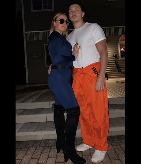 Halloween couple costume Couple Halloween Costumes Cop And Inmate, Cop And Inmate Costume Couple, Police And Prisoner Costume Couple, Cop And Prisoner Costumes Couples, Inmate Costume, Halloween Couple Costume, Cop Halloween Costume, Prisoner Costume, Costume Couple