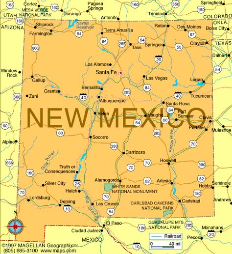 Map of New Mexico became a state on January 6, 1912.  It was the 47th state to join the union.  The capital is Santa Fe. Nevada Map, New Mexico Map, Mexico Tattoo, Ku Art, Travel New Mexico, Mexico Map, Roswell New Mexico, Lake Mead, Albuquerque News