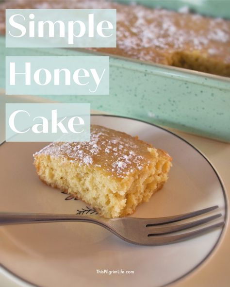 This simple honey cake is so simple to mix together, quick to bake, and has a lovely honey flavor. It's a perfect recipe to bake with your kids and share as an afternoon or morning treat together! Baking Recipes With Honey, Honey Cakes Recipes, Food With Honey Easy Recipes, Snacks With Honey Easy, Honeycakes Recipe, Desserts Using Honey, Honey Dessert Recipes Easy, Dessert Recipes Made With Honey, Healthy Recipes With Honey