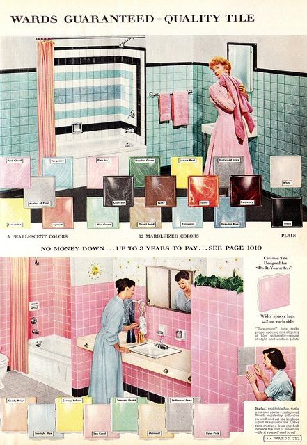 1950s Bathroom, Pink Tile, Atomic Ranch, Retro House, Black Interior Doors, 1950s House, Mid Century Bathroom, Interior Tiles, Retro Bathrooms