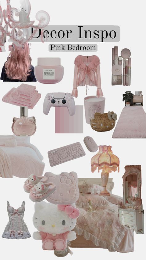 pink hello kitty bedroom aesthetic Pink Hello Kitty Bedroom, Hello Kitty Bedroom, Hello Kitty Rooms, Pinterest Contest, Pink Hello Kitty, Pink Bedroom, Pink Room, Bedroom Aesthetic, Apartment Room