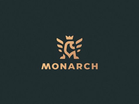 Monarch by Andrew Korepan on Dribbble Monarch Logo Design, Crest Logo Design Modern, Lion Design Logo, Lion Crown Logo, Lion Logos Ideas, Logo Dragon, Corporate Logo Design, Godson Gifts, Crest Logo