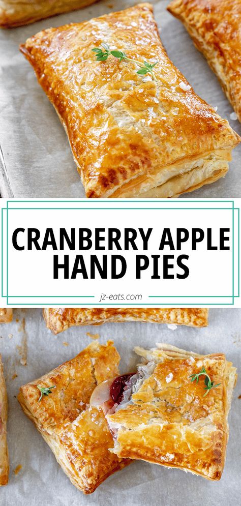 Imagine a warm golden brown puff pastry filled with savory cranberry sauce, gooey brie cheese, and crisp apples; sounds perfect, right? Cranberry Apple Hand Pies are perfect for family get-togethers, holidays, or even when you want a sweet and savory treat on the go. Cranberry Brie Hand Pies, Cranberry Apple Hand Pies, Cranberry Pastry Puffs, Apple Cranberry Turnovers, Cranberry Hand Pies, Apple Cranberry Puff Pastry, Apple Puff Pastry Recipes Cream Cheese, Cranberry Pastry Recipes, Brie Cranberry Puff Pastry