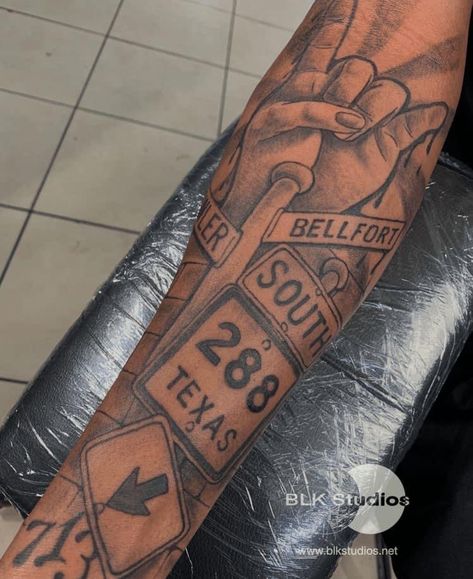 Black People Tattoos, Arm Tattoos Black, Houston Tattoos, Black Men Tattoos, Forearm Tattoo Quotes, Texas Tattoos, Men Tattoos Arm Sleeve, Mens Shoulder Tattoo, Cool Arm Tattoos