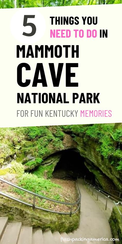 Read for how to see inside the cave as well as things to do in Mammoth Cave National Park above ground. There are free things to do, but the cave tours are worth it! mammoth cave. kentucky things to do. national park road trip ideas. kentucky caves. kentucky road trip stops. 1 day itinerary. one day. hikes. kentucky hiking trails. family vacation ideas. fun activities for kids, teens, families. cave national park road trip. road trip from louisville or lexington. places to visit. near tennessee Things To Do In Mammoth, Kentucky Caves, Kentucky Hiking, Mammoth Cave Kentucky, Kentucky Vacation, Midwest Road Trip, Family Vacation Ideas, Mammoth Cave National Park, Cave City