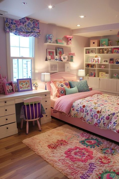 As adolescence begins, the bedroom becomes a crucial space for teen girls to express themselves and Small Girls Bedroom Ideas, Small Girls Bedroom, Pre Teen Girls Room, Preteen Girls Bedroom Ideas, Small Girls Bedrooms, Childrens Bedroom Wallpaper, Home Decor Themes, Girls Room Design, Kids Room Interior Design