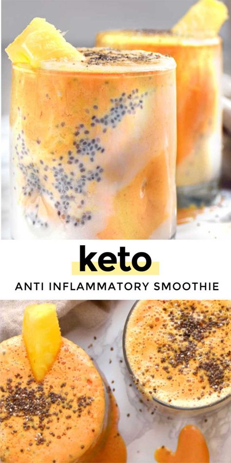 Anti Inflamatory Smoothie, Inflammation Smoothie, Inflammation Diet Recipes, Low Carb Smoothie Recipes, Anti Inflammation Recipes, Keto Smoothie Recipes, Inflammation Diet, Pine Kitchen, Inflammatory Diet