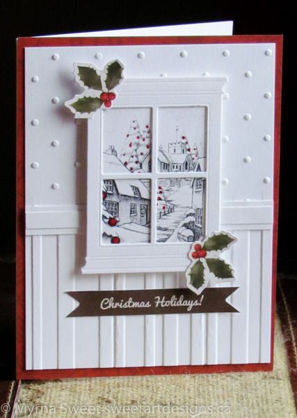 Homemade Cards Christmas, Homemade Christmas Cards Cardmaking, Homemade Xmas Cards, Xmas Cards Ideas, Christmas Cards Homemade, Winter View, Christmas Card Ideas, Stamped Christmas Cards, Rubber Stamp Art