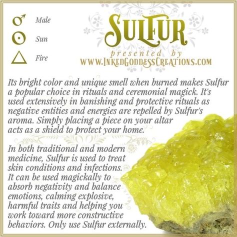 Sulfur Crystals Meaning, Witchy Herbs, Energy Stones Crystal Healing, Witch Stones, Wiccan Quotes, Pergola Planter, Magical Plants, Crystal Magick, Goddess Magick