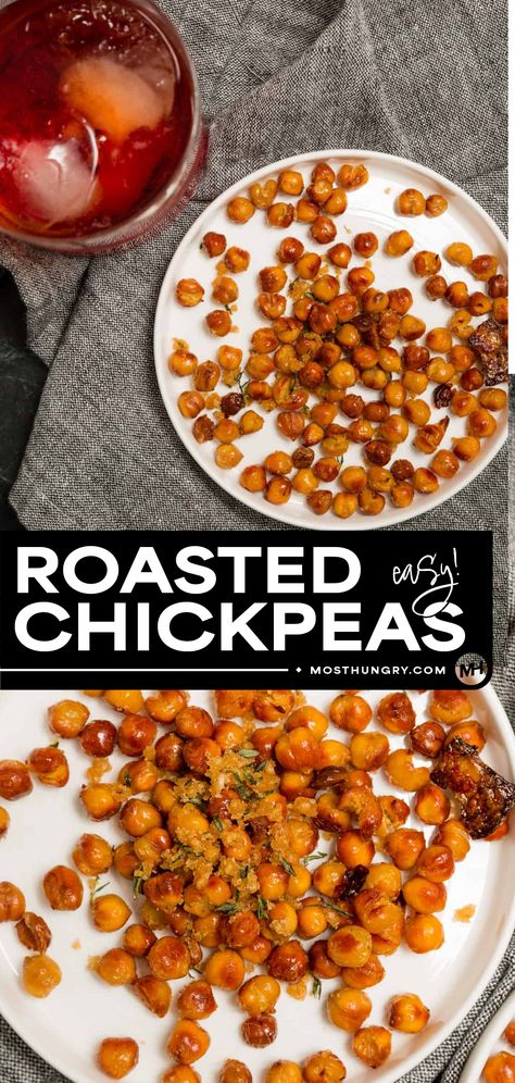 Sweet and Spicy Crispy Roasted Chickpeas Chickpea Crunchy Snack, Chickpea Airfryer Recipes, Chick Peas Recipes Healthy, Crispy Garbanzo Beans, Recipes With Chickpeas, Roast Chickpeas, Roasted Chickpeas Snack, Roasted Chickpeas Recipe, Crispy Roasted Chickpeas