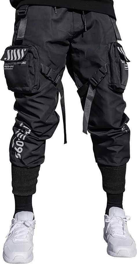 Tech Wear Cargo Pants, Cyberpunk Pants Men, Tech Wear Pants Men, Tech Pants Men, Tech Punk Fashion, Streetwear Fashion Men Black, Fabric Of The Universe Techwear, Amazon Mens Fashion, Mens Techwear Fashion