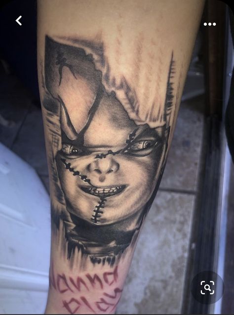 Tato Realis, Horror Sleeve, Chucky Tattoo, Horror Tattoos, Horror Movie Tattoos, Evil Tattoo, Web Tattoo, Movie Tattoo, Klamath Falls