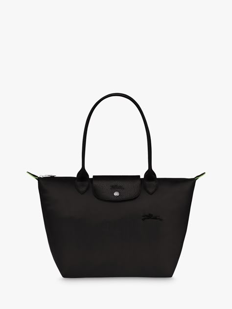 Longchamp Le Pliage Green Recycled Canvas Small Shoulder Bag, Black at John Lewis & Partners Black Longchamp Bag, Longchamp Le Pliage Black, Long Champ Bag, Longchamp Le Pliage Green, Longchamp Bag, Longchamp Handbags, Longchamp Bags, Green Handbag, Buy Bags