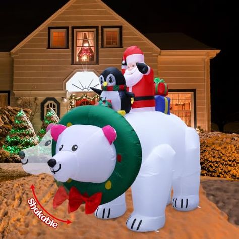 Christmas Tree Arch, Polar Bear Christmas Decorations, Christmas Blow Up, Xmas Decorations Outdoor, Inflatable Christmas Decorations Outdoor, Polar Bear Ornaments, Inflatable Santa, Santa Claus Decorations, Polar Bear Christmas