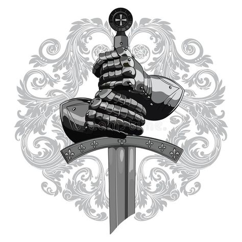 Knight Shield Tattoo, Armour Gloves, Shield Knight, Crest Tattoo, Shield Tattoo, Medieval Tattoo, Knight Shield, Surreal Tattoo, Knight Tattoo