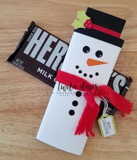 Stamp A Little Longer: 3D Thursday Is Here With A Cute Snowman Hershey Bar Wrap. Preschool Snowmen, Snowman Popcorn, Christmas Wrapper, Christmas Candy Bar, Candy Bar Wrapper Template, Chocolate Bar Wrapping, Snowman Party, Hershey Bar Wrappers, Chocolate Wrapping