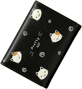 Wolyepor Cute Cartoon Cat Print Wallet Short Tri-fold Wallet Multi-Card Purse for Women and Girl (Cartoon Black) Romantic Killer, Cute Cat Pattern, Cat Wallet, Guess Wallet, Cute Cartoon Cat, Tory Burch Wallet, Card Purse, Cute Wallets, Brown Wallet