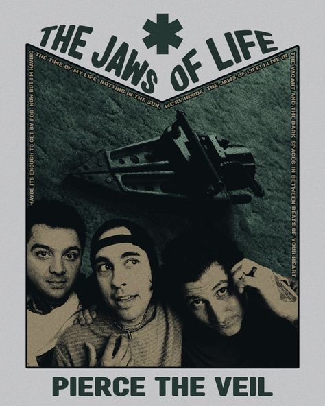 Ptv Poster Vintage, Ptv Jaws Of Life, Pierce The Veil Prints, Pierce The Veil Poster Aesthetic, Jaws Of Life Pierce The Veil, Pierce The Veil Jaws Of Life, Pierce The Veil Poster Vintage, Emo Band Posters, Pierce The Veil Wallpapers Aesthetic