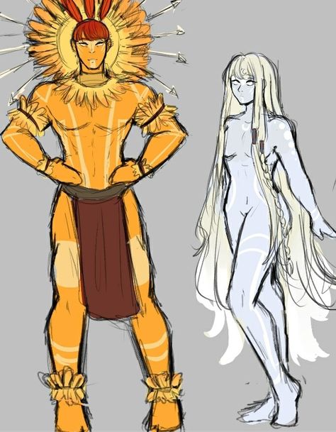 Gods Mythology Art, Monochromatic Character Design, Indigenous Oc, Sun God Character Design, Gods Character Design, Native Oc, God Oc Design, God Character Design, Greek God Art