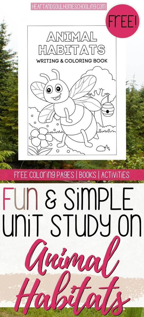 Teach your kids about animal habitats with this habitats unit study, including free printable coloring pages. via @destinyblogger Animal Habitats Preschool, Free Science Printables, Unit Study Ideas, Habitat Activities, Animals Activities, Homeschool Science Curriculum, Homeschool Holidays, Animal Habitat, Animal Activities For Kids