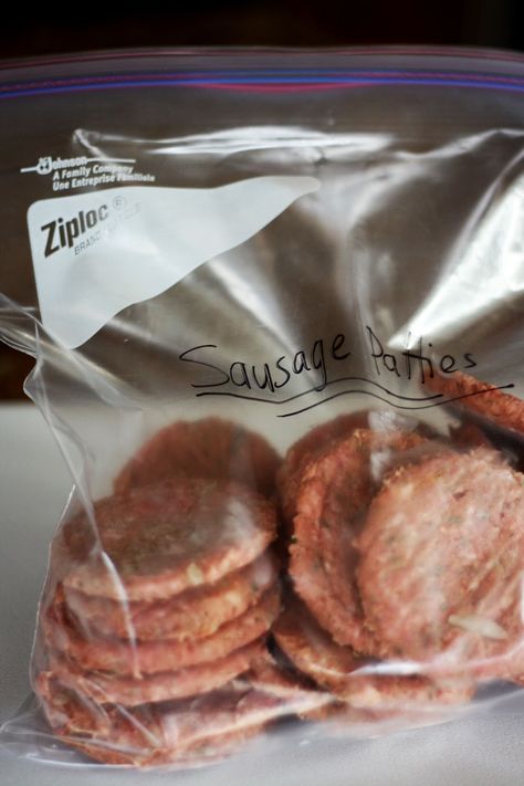 Make ahead homemade frozen sausage patties!- Recipe is easy, delicious and will make for a nice protein filled breakfast! Homemade Sausage Patty Recipes, Homemade Turkey Sausage Patties, Breakfast Sausage Patties Recipes, Sausage Patty Recipes Dinner, Homemade Sausage Patties, Protein Filled Breakfast, Breakfast Sausage Seasoning, Breakfast Sausage Patties, Making Sausage