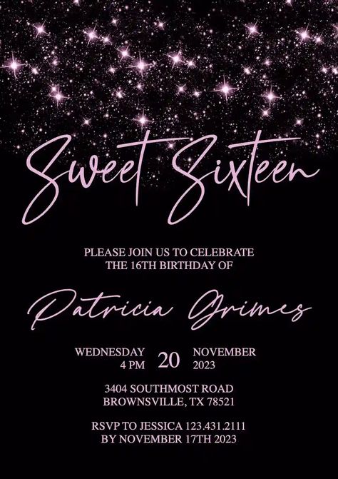 15 Birthday Party Invitations, Sweet 16 Invitations Template, Sweet 16 Invitation Templates, Sweet 16 Invitation Ideas, Sweet 16 Invites, Sweet 16 Birthday Invitations, Neon Party Invitations, Teen Birthday Invitations, Birthday 25