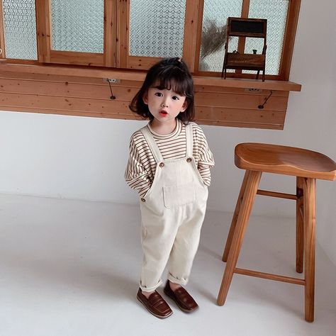 2021 Spring Baby Girls Casual Denim Overalls Kids Boys Loose All-match Suspenders Pant Beige-5 Baby Denim Overalls, Baby Suspenders, Minimalist Baby, Kids Ootd, Suspender Pants, Spring Baby, Denim Overalls