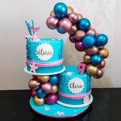 2 person birthday cakes for twin adults - Google Search 2 Themes In One Cake, Twin Cake Ideas, Balloons Basket, Twin Cakes, Easy Unicorn Cake, Graduation Cake Designs, Cake Designs For Girl, Twin Birthday Cakes, Boys First Birthday Cake