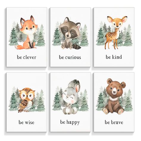 Motivational Quotes Cute, Wilderness Nursery, Stickers Amazon, Posters Motivational, Woodland Animal Wall Art, Forest Animal Nursery, Baby Nursery Prints, Baby Room Themes, Quotes Cute