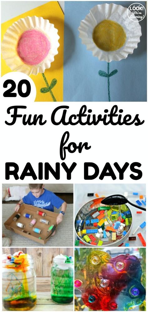 When the weather is bad, try some of these fun rainy day activities for kids! Great for indoor crafting and play! Activities For Rainy Days For Kids, Rainy Day Summer Activities, Nanny Activities Elementary, Kids Rainy Day Activities, Rainy Day Crafts For Adults, Engaging Activities For Kids, Indoor Rainy Day Activities For Kids, Day Program Activities For Adults, Toddler Rainy Day Activities