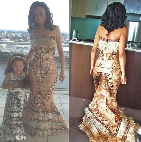 After days of searching I finally found the photo that some of you requested. The image on the right was posted- now we have the bride & her flowergirl:) A fijian bride with her wedding gown made of tapa or known in her fijian culture as 'masi'.  Wedding gown designs by ~Di'V R~ Fijian Wedding, Fiji Fashion, Samoan Wedding, Island Wedding Dresses, Polynesian Wedding, Samoan Dress, Polynesian Dress, Fiji Wedding, Poly Dress