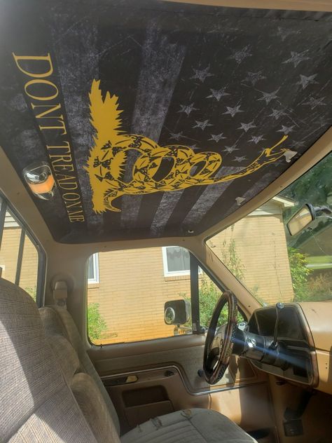 Obs Chevy Interior Mods, Custom Headliner Truck, Custom Car Headliner, Custom Headliner Ideas, Flag Headliner, Truck Headliner Ideas, Car Headliner Ideas, Truck Headliner, Headliner Ideas