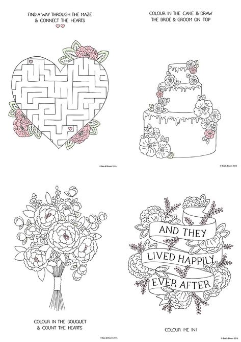 Wedding Games For Kids, Wedding Freebies, Wedding Table Games, Coloring Games For Kids, Kids Table Wedding, Wedding Coloring Pages, Wedding Reception Activities, Kids Wedding Activities, Colouring Sheets