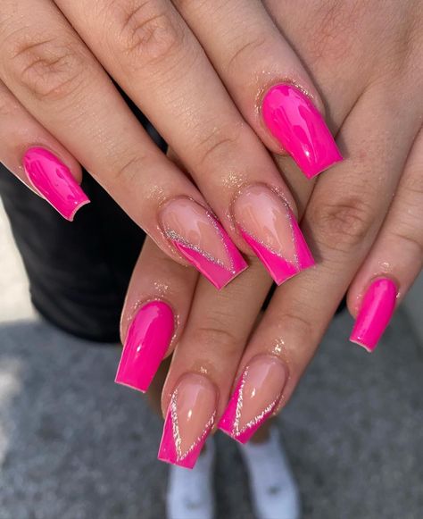 𝑬𝒓𝒓𝒊𝒌𝒂 𝑵𝒂𝒊𝒍𝒔 | Nothing left to say 🤤🤤🤤 . . . . #pinknails #hotpink #hotpinknails #nails #frenchnails #glitternails #nailsofinstagram #nailsnailsnails… | Instagram Pink Homecoming Nails Acrylic, Neon Pink Nails With Glitter, Cute Hot Pink Nails, Pink Homecoming Nails, Neon Pink Nails, Nothing Left To Say, Hot Pink Nails, Hair Flow, Homecoming Nails Acrylic