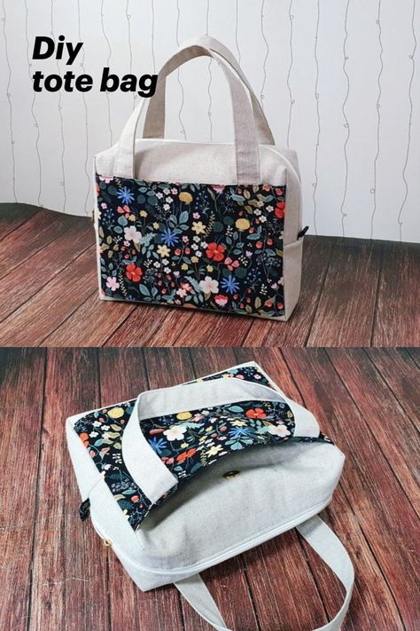 Boho Bags Diy Tutorials, Handmade Bags Tutorial, Square Bag Sewing Pattern, Purse Organizer Pattern Free, Handmade Bags Diy How To Make, How To Sew Tote Bag With Zipper, Sewing Tote Bags Pattern Free, Tote Bag With Zipper Pattern Free, Cheap Handmade Tote Shoulder Bag