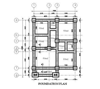 Building Foundation Drawing, Structure Drawing Building, Foundation Layout Plan, Architectural Structure Drawing, Construction Plan Drawing, Building Structure Drawing, Small Residential Building Plan, Building Architecture Design Drawing, Building Foundation Construction