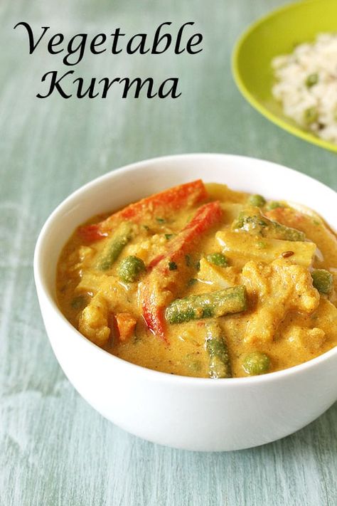 Veg Kurma Recipe (Mixed Vegetable Korma Recipe, Hotel style) South Indian Sabji Recipe, Veg Korma, Shahi Korma, Veg Kurma Recipe, Vegetable Korma Recipe, Veg Kurma, Vegetable Kurma, Making Gravy, Veg Dinner Recipes