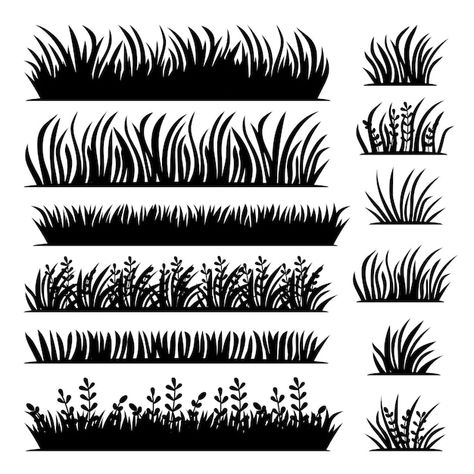 Long and short vector tufts of grass in ... | Premium Vector #Freepik #vector #flower-meadow #grass-pattern #spring-elements #spring-garden Grass Drawing, Airbrush Stencils, Grass Vector, Forest Silhouette, Grass Pattern, Silhouette Tattoos, Leaf Silhouette, Garden Illustration, Disney Embroidery