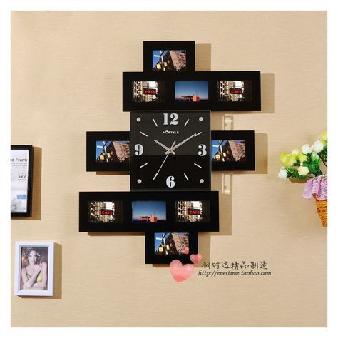 Living Room Photo Frame, Wall Clock Photo Frame, Clocks Diy Crafts, Wall Clock With Pictures, Diy Clocks, Photo Wall Clocks, Wall Clock Black, Diy Kids Furniture, Photo Clock