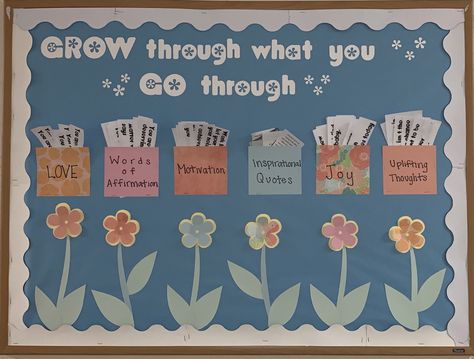 #ra #reslife #selfcare #inspirationalquotes #college #garden Grow Bulletin Board, Residence Life Bulletin Boards, Dorm Bulletin Boards, College Garden, April Bulletin Boards, Res Life Bulletin Boards, Resident Assistant Bulletin Boards, Counseling Bulletin Boards, Health Bulletin Boards