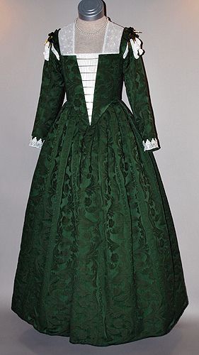 Green 16th Century Venetian Renaissance Gown History Costumes, Elizabethan Clothing, Tudor Gown, Jane Grey, 16th Century Fashion, Medieval Dresses, Tudor Dress, Historical Gowns, Medieval Gown