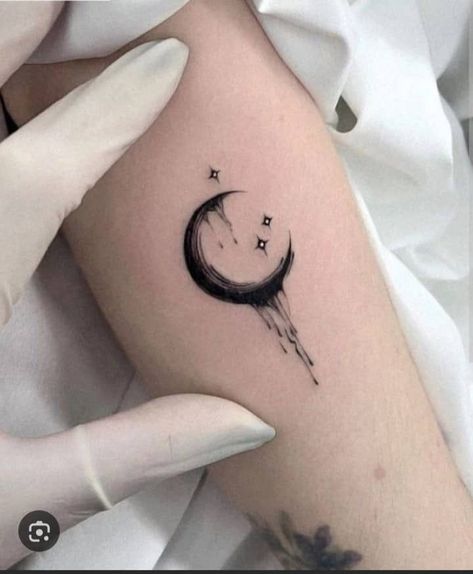 Tattoo Idea On Arm, Minimalist Goth Tattoo, Find Line Tattoo Ideas, Crescent Moon Tattoo Wrist, Grudge Tattoos, Girly Hand Tattoos, Tatuaje Studio Ghibli, Small Symbols, Cute Totoro