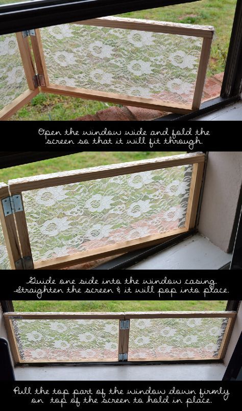 Lace Window Screen Diy, Diy Window Screen Ideas, Diy Window Screens, Window Screen Ideas, Lace Window Screen, Window Privacy Screen, Diy Windows, Diy Window Screen, Window Coverings Diy