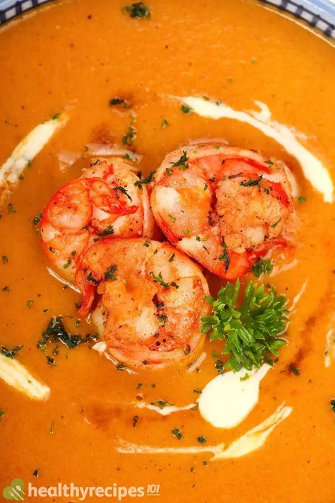 Shrimp Bisque Pasta, Valentines Soup Ideas, Shrimp Bisque Soup Easy, Tomato Shrimp Soup, Creamy Shrimp Soup Recipes, Prawn Bisque Recipe, Fancy Soup Recipes, Shrimp Curry Soup, Shrimp Bisque Soup