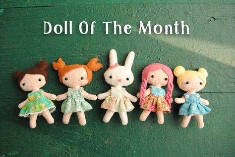 Unique Gift Idea  Doll Of The Month Club  Kawaii by DelilahIris Felt Doll Pattern, Bunny Cat, Pocket Doll, Anna Doll, Pig Tails, Fox Doll, Pony Tails, Teddy Bear Doll, Kawaii Doll