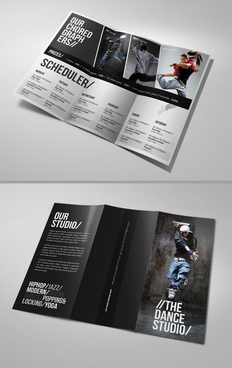 Dance Studio Brochure by ~24beyond on deviantART Layout Editoriale, Unique Brochure Design, Magazine Cover Ideas, Art Brochures, Dance Studios, 브로셔 디자인, Brochure Inspiration, Professional Brochure, Notebook Cover Design