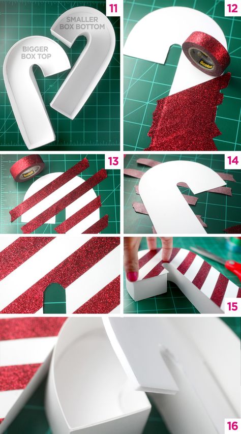 Candy Cane Diy, Diy Candy Cane, Candy Box Diy, Peppermint Cake, Handmade Holiday Gifts, Paper Candy, Homemade Holiday, Candy Cane Stripes, Treat Gift