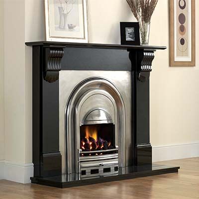 Anson Integra Full Polish Black Fireplace Surround, Cast Iron Fireplace Insert, Granite Hearth, Wood Burning Fireplace Inserts, Granite Fireplace, Gas Fireplace Insert, Black Fireplace, Fire Surround, Electric Fireplace Insert