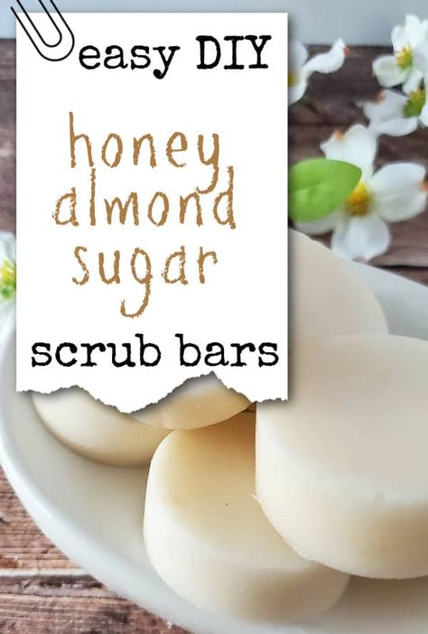 DIY Honey Almond Sugar Scrub Bars Sugar Scrub Bars Diy, Honey Scrub Diy, Herbal Business, Sugar Scrub Bars, Honey Scrub, Homemaking Binder, Scrub Bars, Honey Sugar Scrub, Bath Diy